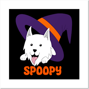 Spoopy Wolf in Witch’s Hat - White Posters and Art